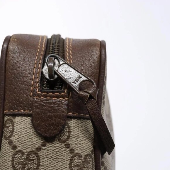 GUCCI GG Supreme Web Sherry Line Clutch Bag PVC Beige Auth - Picture 12 of 16